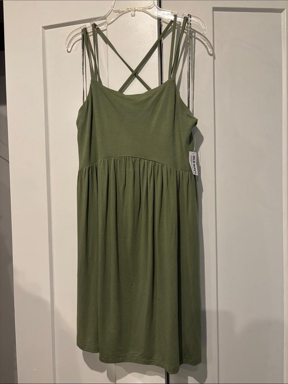 Old Navy Olive Green Crisscross Strap Dress